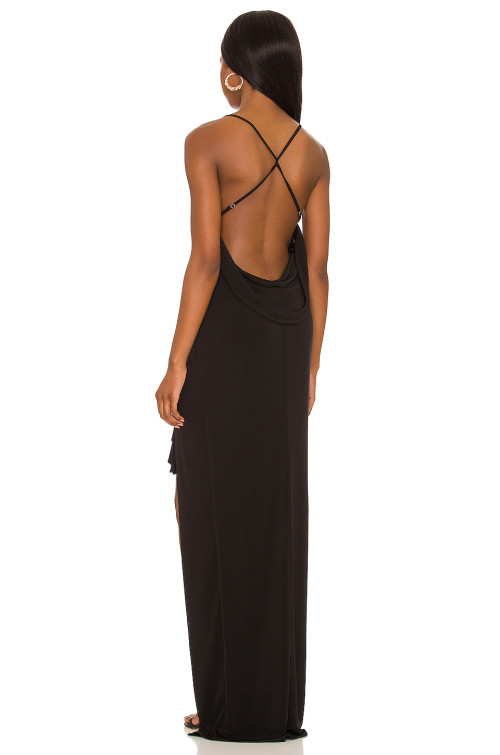 New Design 2025 High Quality Sexy Back Cross Band Sleeveless Side split Woman's Dress