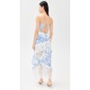Women New Elegant V neck sleeveless  lace stitching Midi Casual Fashion Dress