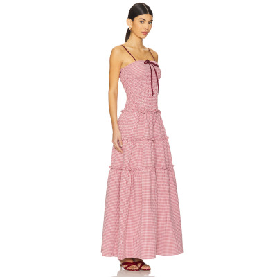 Women's New Fashion Custom Logo Sweet Checkered Casual Bow Strap Sleeveless Dress