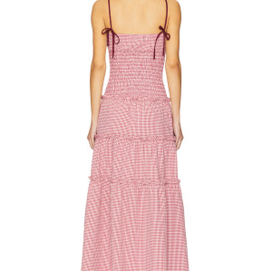 Women's New Fashion Custom Logo Sweet Checkered Casual Bow Strap Sleeveless Dress