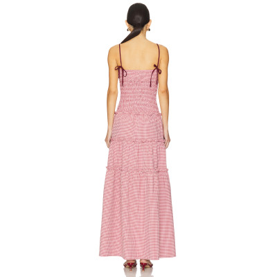 Women's New Fashion Custom Logo Sweet Checkered Casual Bow Strap Sleeveless Dress