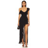 Elegant Stylish Customized Adjustable Backless Chiffon Uneven Hem Ruffled Trims Dress for Ladies