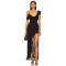 Elegant Stylish Customized Adjustable Backless Chiffon Uneven Hem Ruffled Trims Dress for Ladies