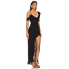 Elegant Stylish Customized Adjustable Backless Chiffon Uneven Hem Ruffled Trims Dress for Ladies
