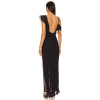 Elegant Stylish Customized Adjustable Backless Chiffon Uneven Hem Ruffled Trims Dress for Ladies
