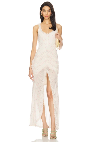 High-low Hem Dress Round Collar Exquisite Polka-Dot Ruffled Sleeveless Casual Dress