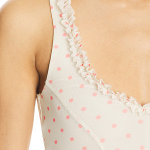 High-low Hem Dress Round Collar Exquisite Polka-Dot Ruffled Sleeveless Casual Dress