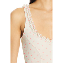 High-low Hem Dress Round Collar Exquisite Polka-Dot Ruffled Sleeveless Casual Dress