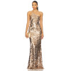 New Style One Shoulder Sleeveless Open Back Medium Weight Sequined Elegant Ladies' Dress