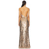 New Style One Shoulder Sleeveless Open Back Medium Weight Sequined Elegant Ladies' Dress