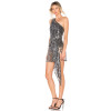 China Manufactory Ladies Fashion Net Fabric Sexy Alluring Mini Dress with Sequin Decoration At Hem
