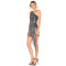 China Manufactory Ladies Fashion Net Fabric Sexy Alluring Mini Dress with Sequin Decoration At Hem