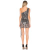 China Manufactory Ladies Fashion Net Fabric Sexy Alluring Mini Dress with Sequin Decoration At Hem