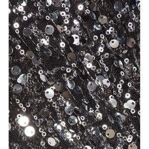 China Manufactory Ladies Fashion Net Fabric Sexy Alluring Mini Dress with Sequin Decoration At Hem