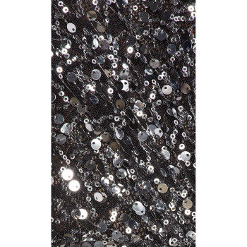 China Manufactory Ladies Fashion Net Fabric Sexy Alluring Mini Dress with Sequin Decoration At Hem