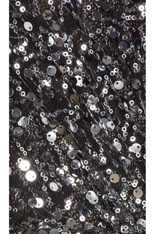 China Manufactory Ladies Fashion Net Fabric Sexy Alluring Mini Dress with Sequin Decoration At Hem