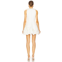 Ponte Fabric Featuring Bejeweled 3D Floral Accents Skirt with Boned Lining Mini Dress