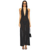 2025 Stylish Graceful Halter Neck Deep V Backless Design Polka Dot Women Long Dress