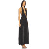 2025 Stylish Graceful Halter Neck Deep V Backless Design Polka Dot Women Long Dress