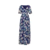 Elegant Women's Breathable Slim Chiffon  High Slit V Neck Summer Dress Short Sleeve Casual Dress