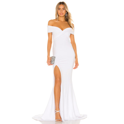 Exquisite Off Shoulder Side split Floor-length Fish-tail Bodycon Slim-fit Woman's Dress