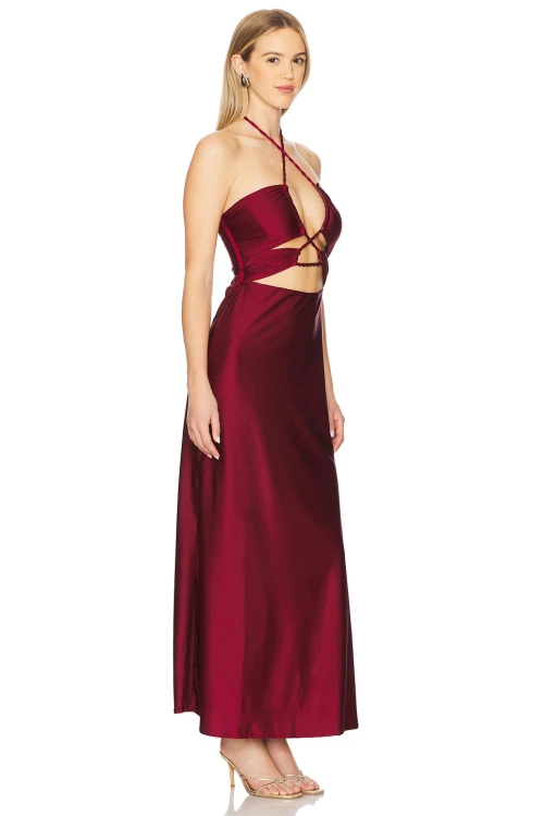 Sexy cross-neckline Halter-neck Side split Sleeveless Backless Woman's Long dress