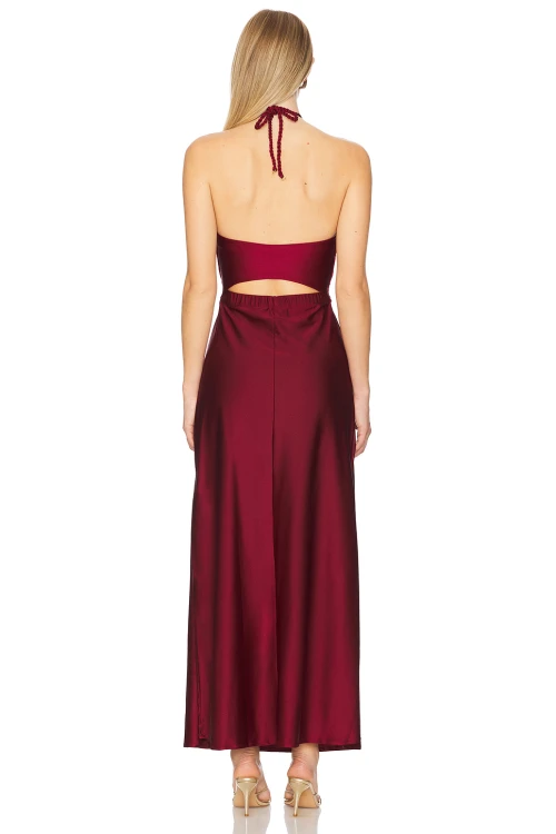 Sexy cross-neckline Halter-neck Side split Sleeveless Backless Woman's Long dress