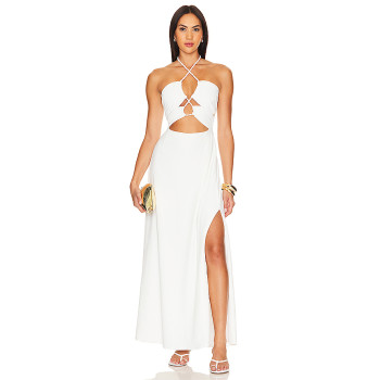 Sexy cross-neckline Halter-neck Side split Sleeveless Backless Woman's Long dress