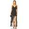 New Fashion Summer Custom logo Sleeveless Backless V neck Sexy Woman's High low Dress