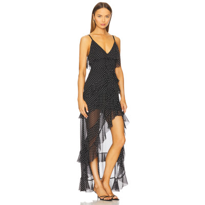 New Fashion Summer Custom logo Sleeveless Backless V neck Sexy Woman's High low Dress