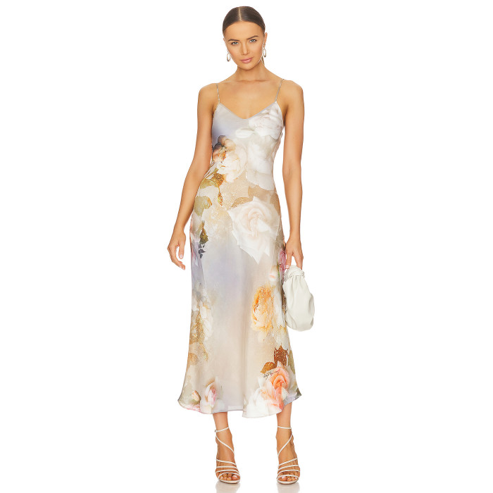 2025 Summer New Arrival Hot Selling Adjustable Straps Satin Fabric Slip on Ladies' Dress