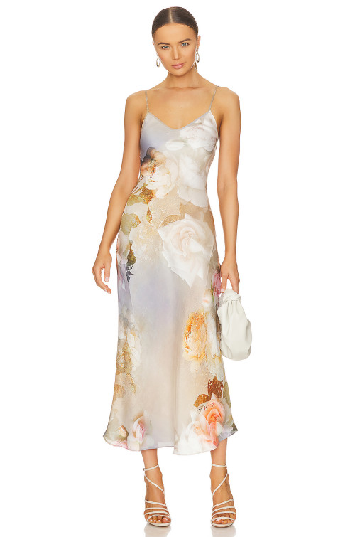 2025 Summer New Arrival Hot Selling Adjustable Straps Satin Fabric Slip on Ladies' Dress