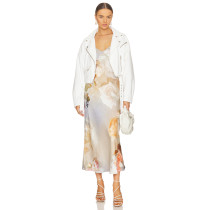 2025 Summer New Arrival Hot Selling Adjustable Straps Satin Fabric Slip on Ladies' Dress