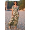 Women's 2025 Summer Short Sleeve Midi Dress Chic Cotton Texture Print New Fashionable Casual Dress