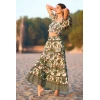 Women's 2025 Summer Short Sleeve Midi Dress Chic Cotton Texture Print New Fashionable Casual Dress
