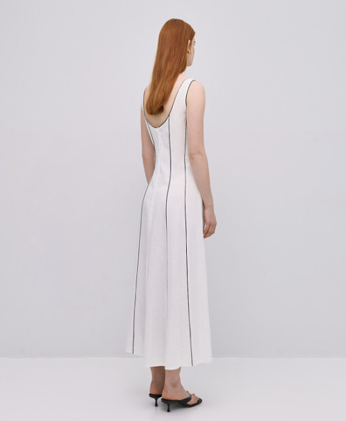 2025 New Design Deep round neckline Back Invisible Zipper Sleeveless Woman's Midi Dress