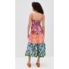 Female Free Vintage Color Floral Print Dress Elegant Sleeveless Sweat Heart Slim Mid- Length Dresses