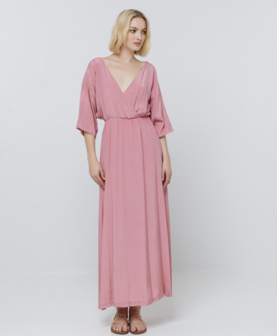 New Design Fashionable Mid-sleeveless V-neck Side split Casual Elegant Woman's dress