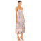 Printed Sleeveless Adjustable Cross Straps Pleated Sateen Back Cutout Lacing Women Dress