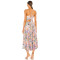Printed Sleeveless Adjustable Cross Straps Pleated Sateen Back Cutout Lacing Women Dress