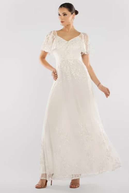 Women's 2025 Summer Long Dress V Neck Short Sleeve  Slim Embroidered Pattern Texture Party Dress
