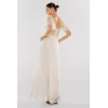 Women's 2025 Summer Long Dress V Neck Short Sleeve  Slim Embroidered Pattern Texture Party Dress