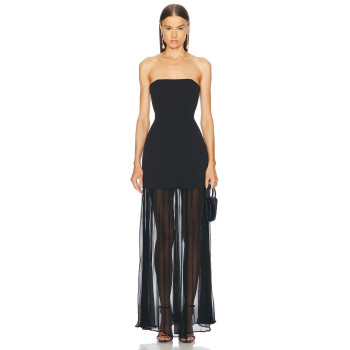 New Design High quality Sleeveless Off shoulder Strapless Mesh Paneled Woman's Dress
