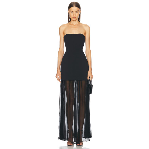 New Design High quality Sleeveless Off shoulder Strapless Mesh Paneled Woman's Dress