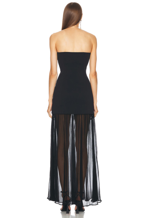 New Design High quality Sleeveless Off shoulder Strapless Mesh Paneled Woman's Dress