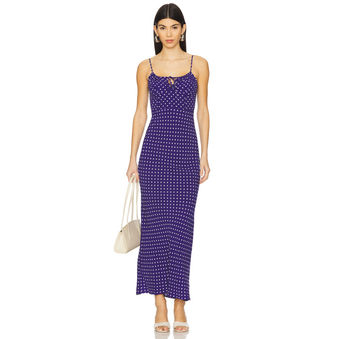 Elegant Casual New Design High quality Sleeveless Cut out Round polka Woman's Dress