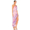 2025 New Fashionable Elegant Floral Halter Asymmetrical Ruffled Side split Woman's Midi Dress