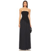 Fashion Forward Off Shoulder Open Back Pleated Satin Skirt in Boned Plain Weave for Women