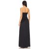 Fashion Forward Off Shoulder Open Back Pleated Satin Skirt in Boned Plain Weave for Women