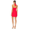 Red Crinkled Chiffon Sleeveless Backless Halter Neck Design Slight Ruffles Mini Dress